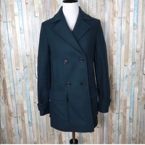 Massimo dutti wool pea coat teal